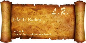 Löb Rados névjegykártya